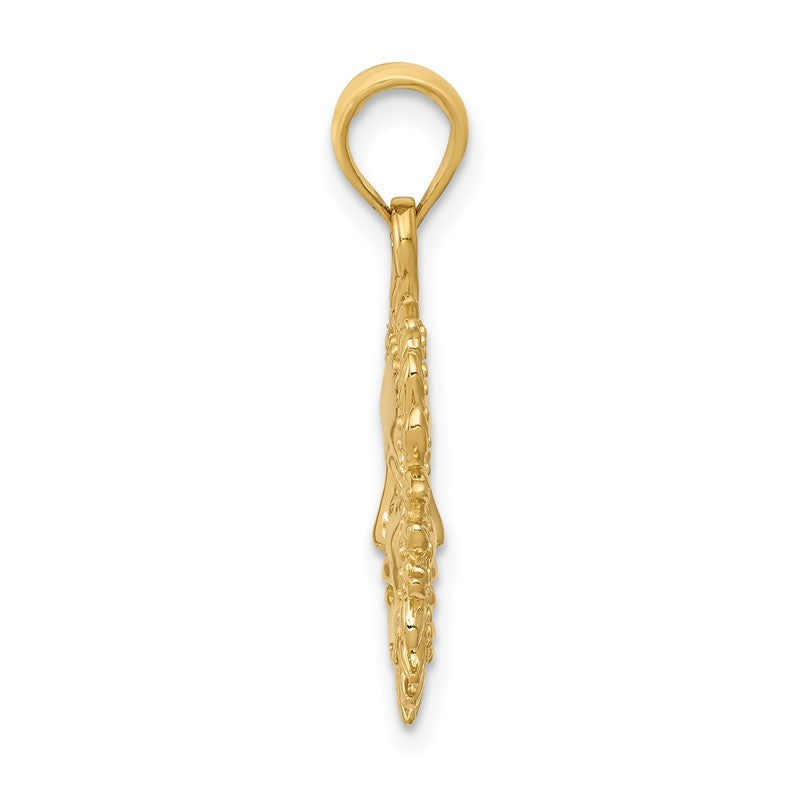 14k 3-D Solid Polished Reversible Sun Pendant C2282