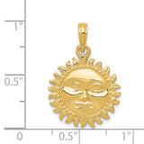 14k 3-D Solid Polished Reversible Sun Pendant C2282