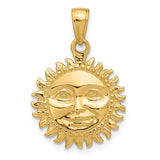 14k 3-D Solid Polished Reversible Sun Pendant C2282