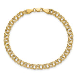 14k 5mm Hollow Double Link 7.25 inch Charm Bracelet SSD1