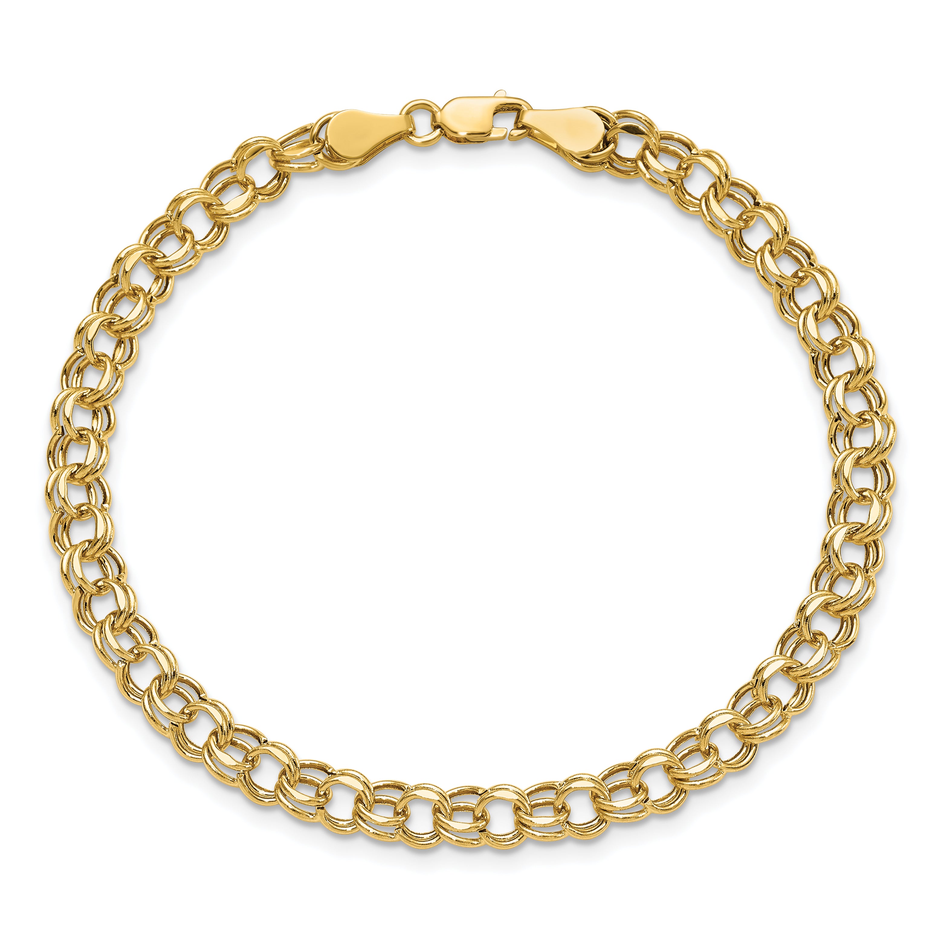 14k 5mm Hollow Double Link 7.25 inch Charm Bracelet SSD1