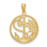 14K and White Rhodium Cross/Anchor/Ships Wheel Pendant C4649