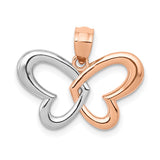 14k Rose Gold and White Rhodium Butterfly Pendant C4497