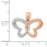 14k Rose Gold and White Rhodium Butterfly Pendant C4497