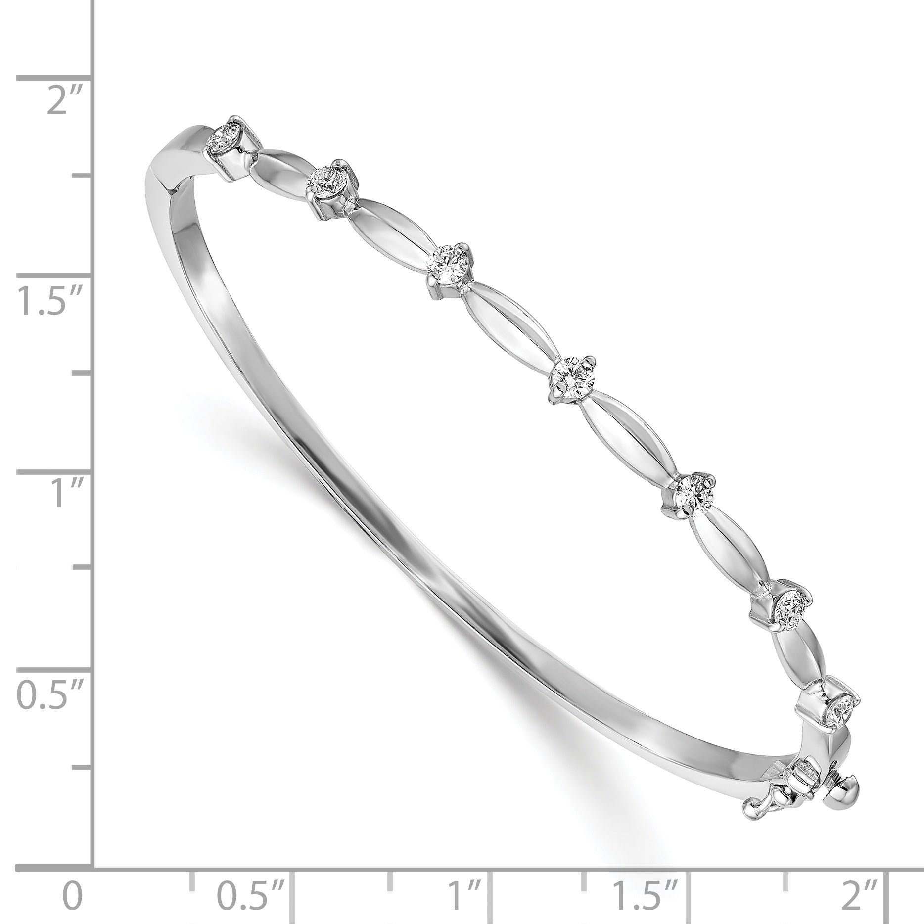 14k Complete 1/2 carat White Gold A Diamond Hinged Oval Bangle Bracelet XB178A