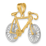 14k Large Two-tone 3-D Bicycle with Moveable Wheels Pendant C1813