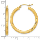 14k Polished Satin and Diamond-cut Hoop Earrings TF1042
