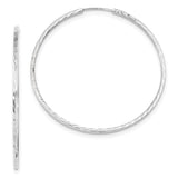 14k White Gold 1.35x50mm Diamond-cut Square-Tube Endless Hoop Earrings TF1001W