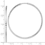 14k White Gold 1.35x50mm Diamond-cut Square-Tube Endless Hoop Earrings TF1001W