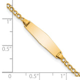 14k Polished Semi-Solid Chain/Solid Plate Cuban Link Soft Diamond Shape 19.5x5.5mm Plate 6 inch Baby/Child ID Bracelet DCID132C