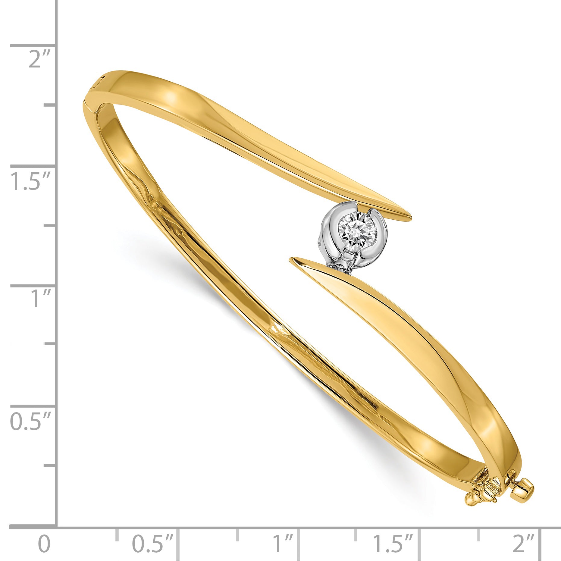 14k Two-tone Complete 1/2 carat A Diamond Hinged Oval Bangle Bracelet XB272A