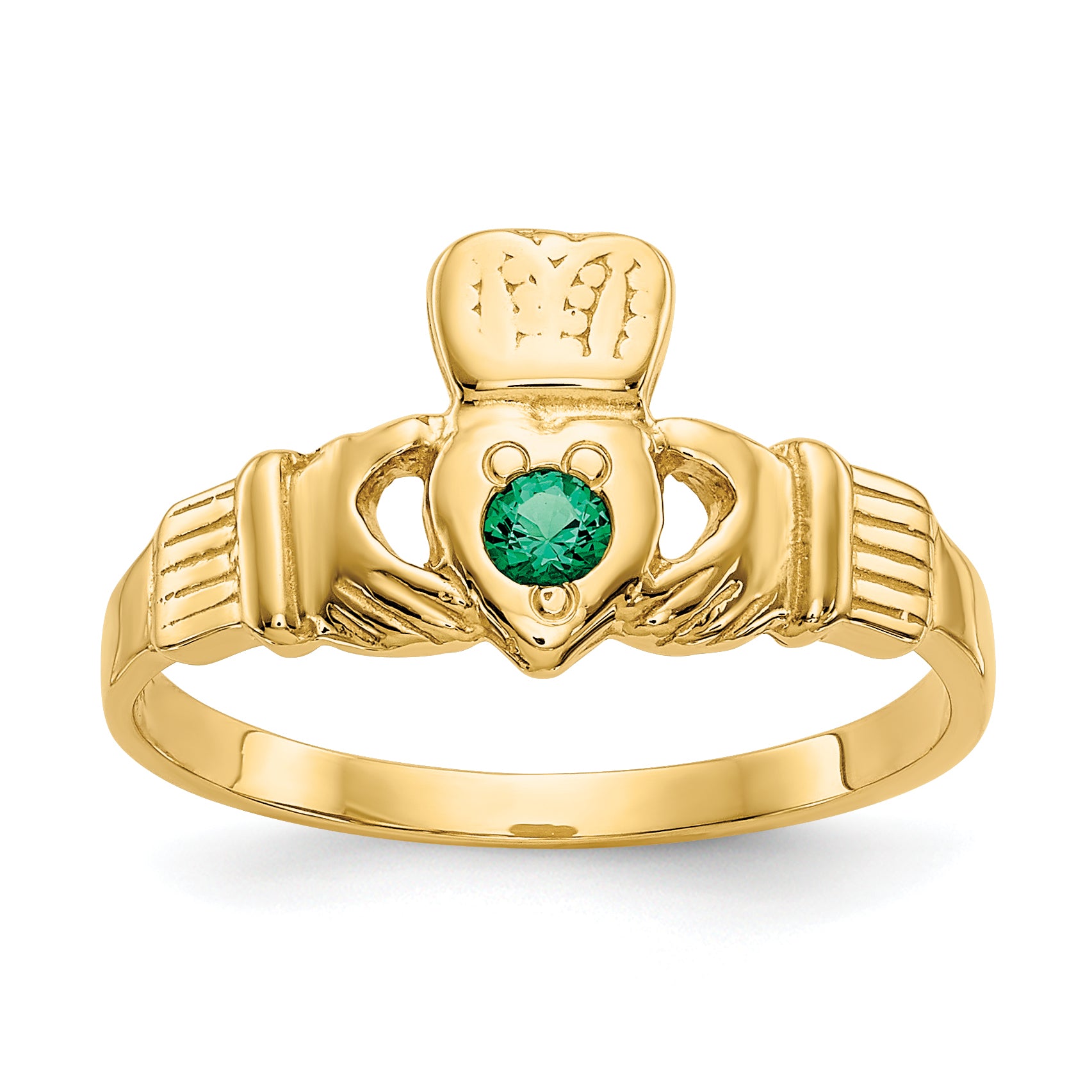 14k Green CZ Claddagh Ring XCH329