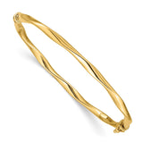 14k Polished Twisted Tube 4.00mm Hinged Oval Bangle Bracelet DB497