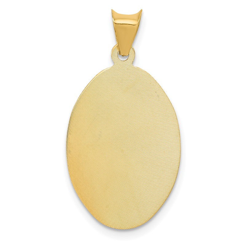 14K with Rose and White Rhodium Diamond-cut Solid Sagrado Corazon de Jesus Oval Pendant K5587