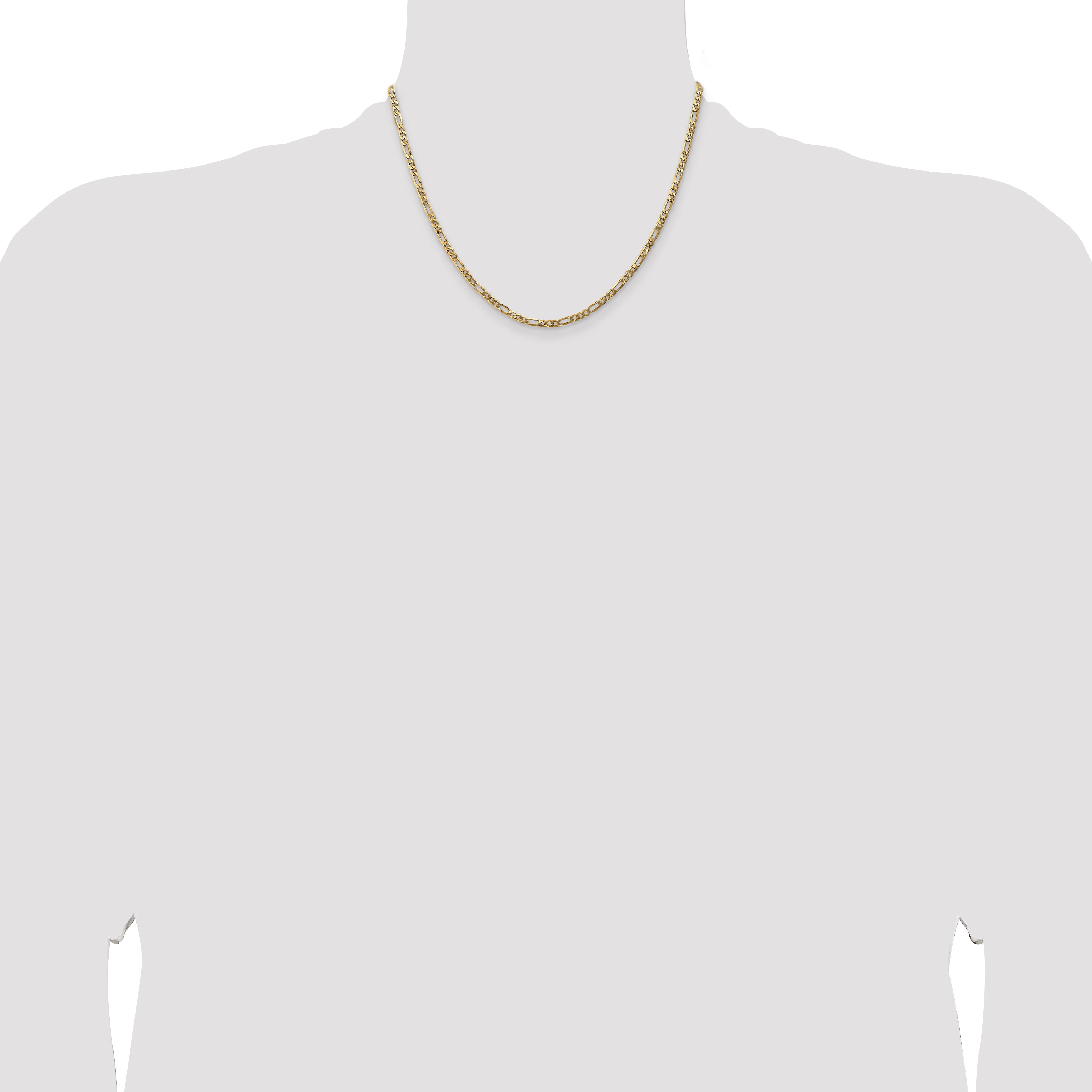 14K 26 inch 3mm Flat Figaro with Lobster Clasp Chain FFL080