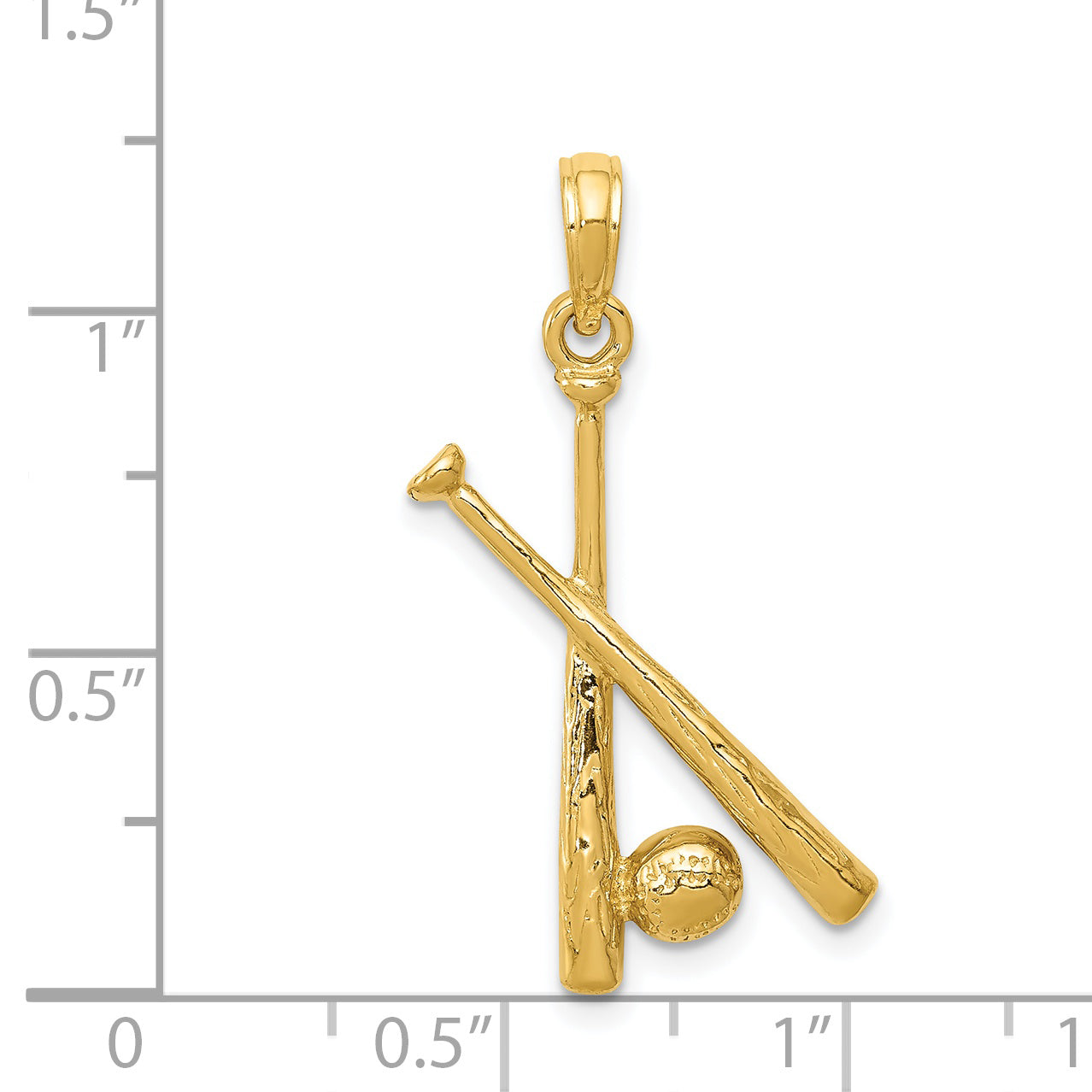 14K Polished Open-Backed Bats and Baseball Pendant C2662