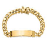 14k Hand-polished Solid Chain/Solid Plate Curb Link 44x12mm Plate 8 inch ID Bracelet LK119ID