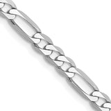 14K White Gold 26 inch 4mm Flat Figaro with Lobster Clasp Chain WFIG100