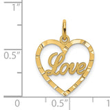 14k LOVE Diamond-cut Heart Pendant C312