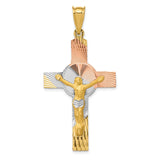 14K with Rose and White Rhodium Iona Crucifix Cross Pendant K5546