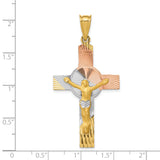 14K with Rose and White Rhodium Iona Crucifix Cross Pendant K5546
