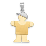14k Two-tone The Kids Medium Boy with Hat on Right Engravable Hugs Charm XK403