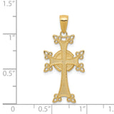 14K Polished and Textured Armenian Cross Pendant K5513