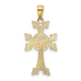 14K Polished and Textured Armenian Cross Pendant K5513