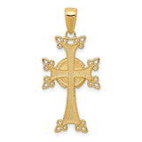 14K Polished and Textured Armenian Cross Pendant K5513