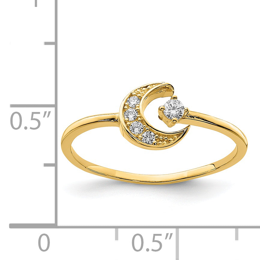 14K CZ Moon Ring K6421