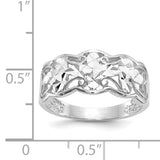 14k White Gold Diamond-cut Wave Ring K2048