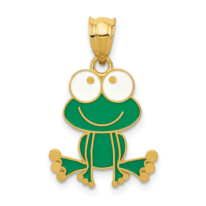 14k Green and White Enameled Frog YC913