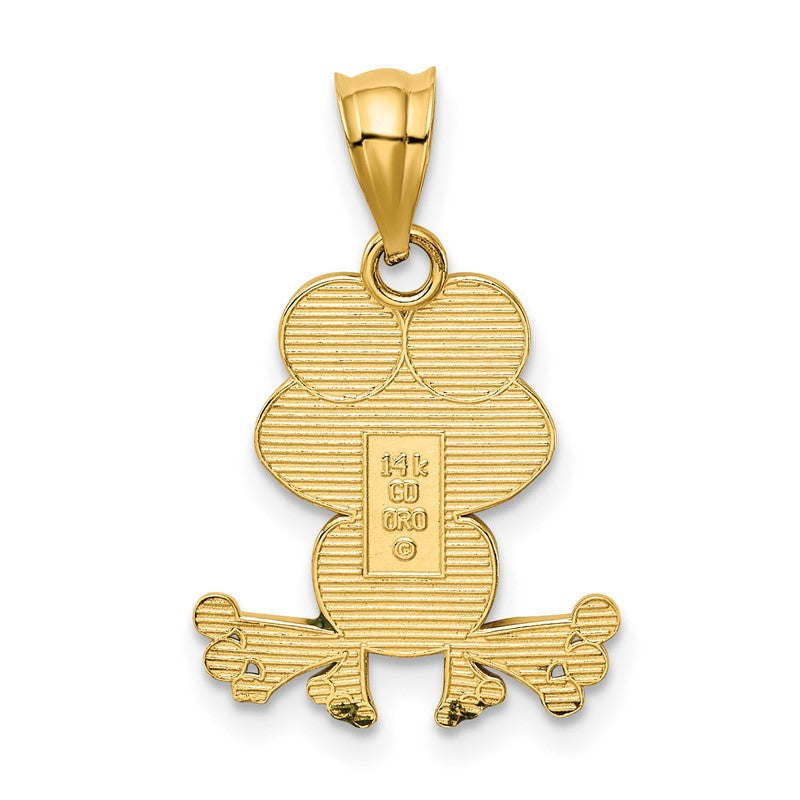 14k Green and White Enameled Frog YC913