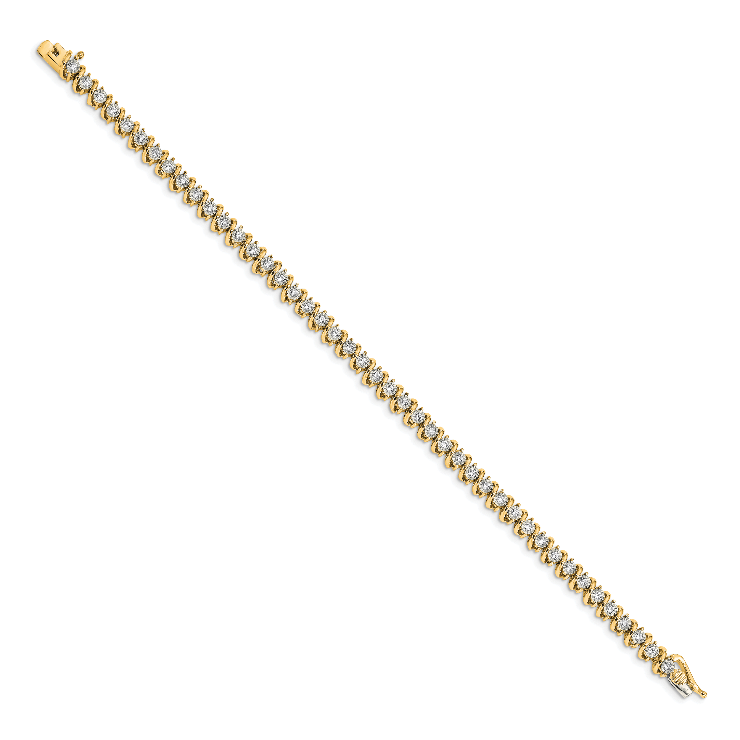 14k White Gold Complete 1 carat Diamond S-link 7 inch Tennis Bracelet BM4643