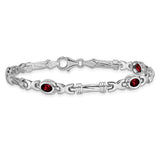 14k White Gold Complete Oval Amethyst Fancy Link 7 inch Bracelet BM4497