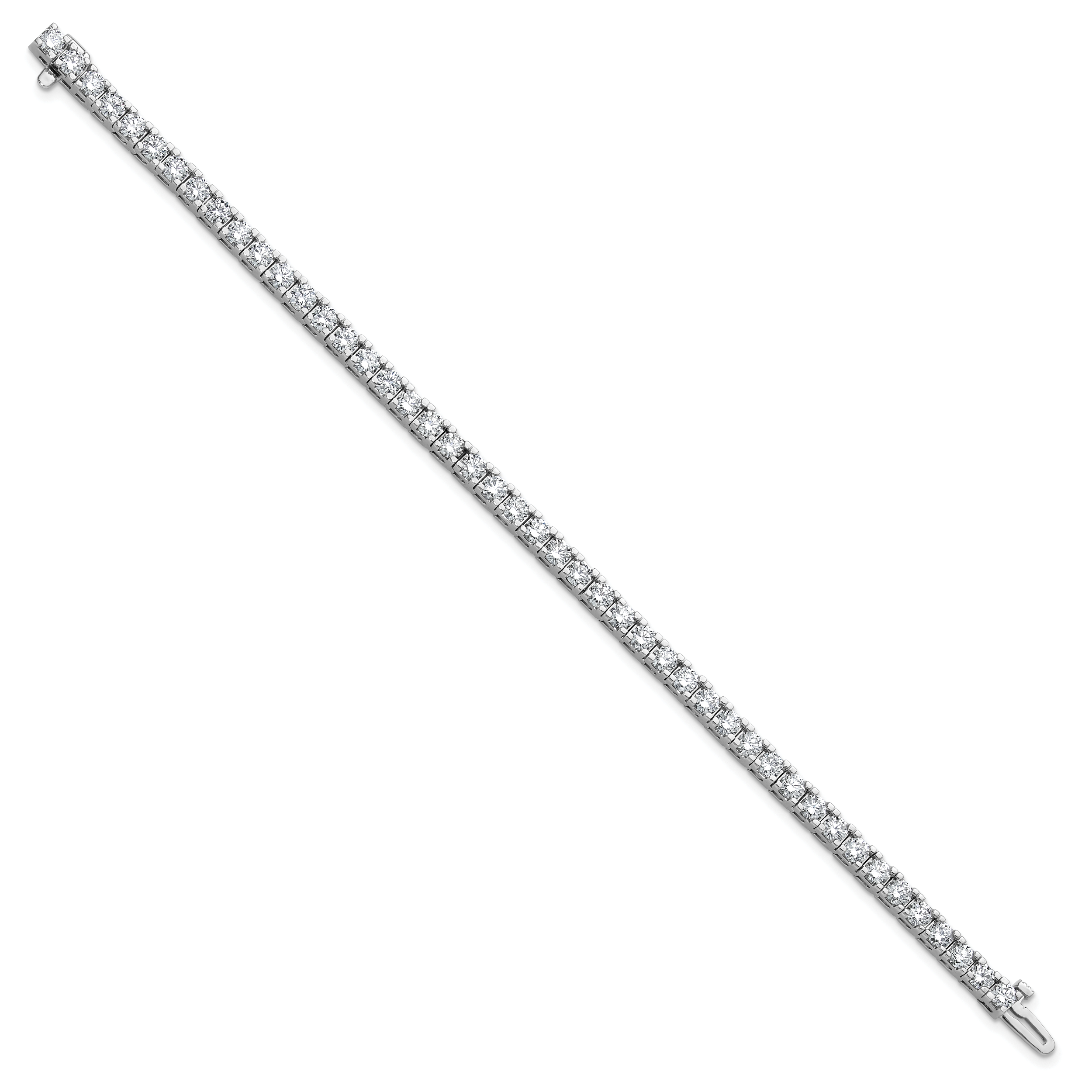 14k White Gold Complete 6.44 carat Round A Diamond 4-prong 7 inch Tennis Bracelet X735WA