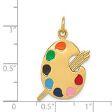 14k Multi-color Enameled Artist Palette Charm A0329
