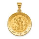 18k Polished and Satin Solid Saint Christopher Medal Round Pendant 18XR16