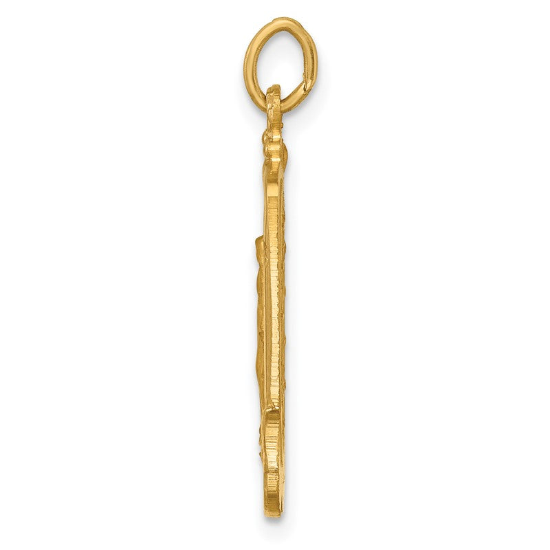 14k Polished and Satin Solid Miraculous Medal Rectangular Pendant XR1750