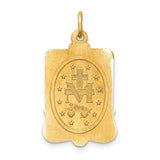 14k Polished and Satin Solid Miraculous Medal Rectangular Pendant XR1750