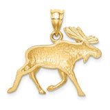 14K Brushed and Diamond-cut Alaskan Moose Pendant D4595