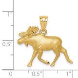 14K Brushed and Diamond-cut Alaskan Moose Pendant D4595
