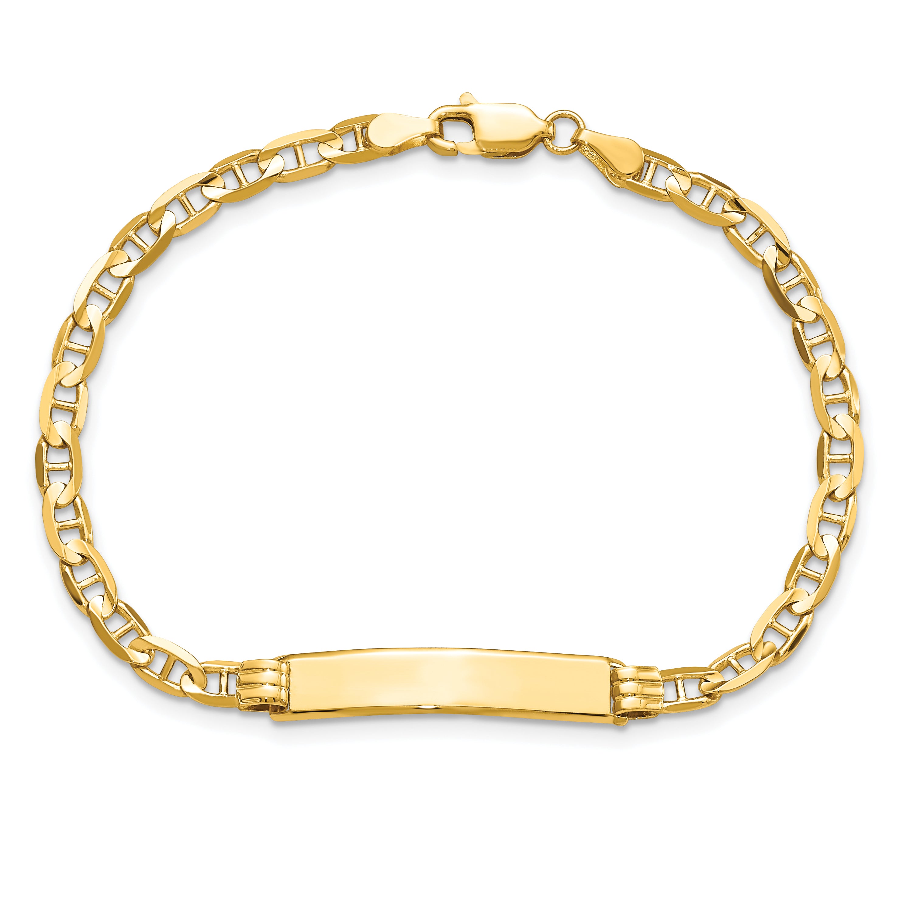 14k Polished Solid Chain/Solid Plate Anchor Link 24.5x4.5mm Plate 7 inch ID Bracelet LID60