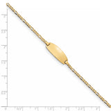 14k Polished Solid Chain/Solid Plate Figaro Link Oval 18.5x7.5mm Plate 5.5 inch Baby/Child ID Bracelet LID84