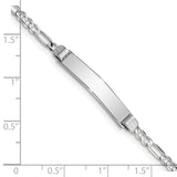 14k White Gold Polished Solid Chain/Solid Plate Figaro Link 25x4.8mm Plate 7 inch ID Bracelet FG80IDW