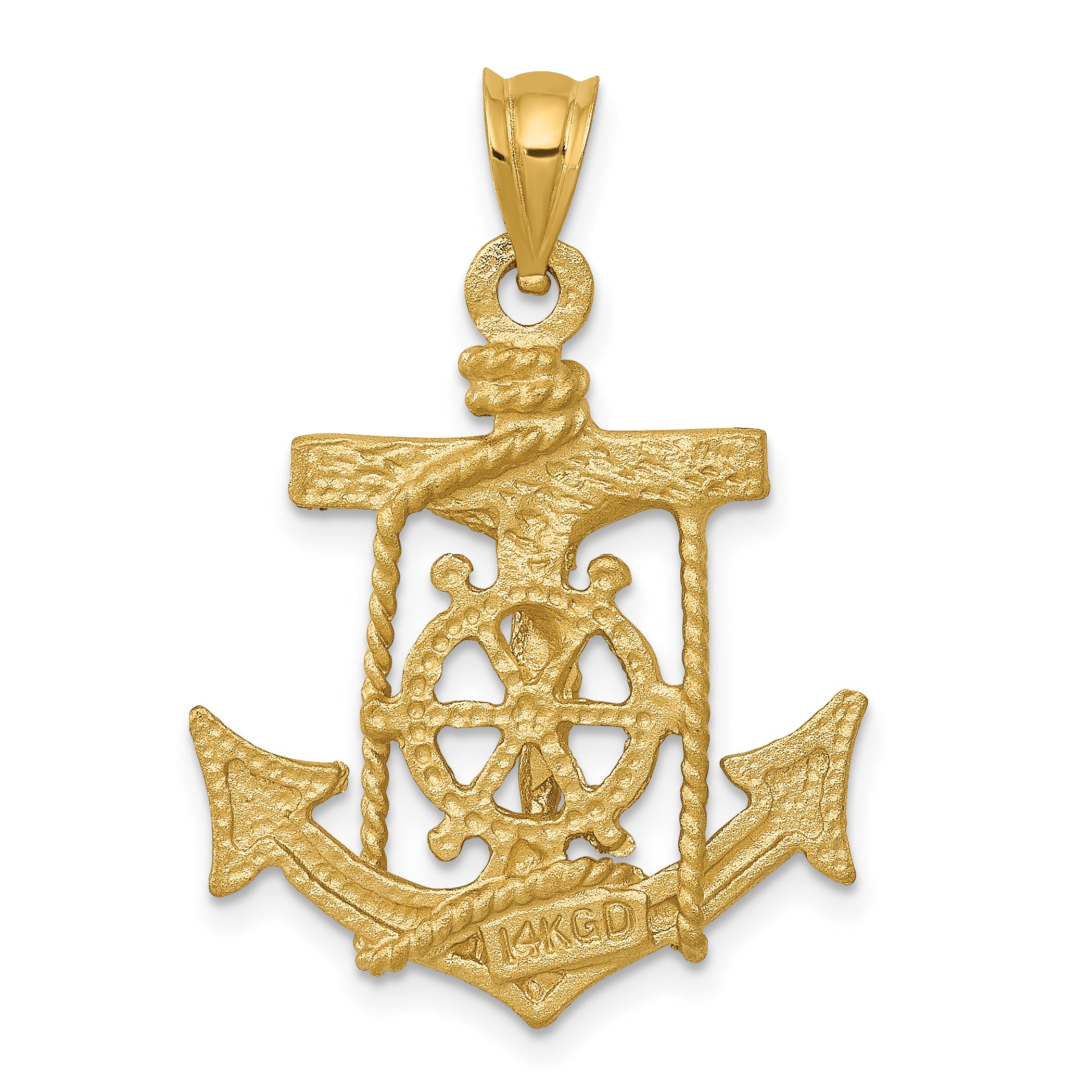 14k Satin Diamond-cut Mariners Crucifix Pendant C141