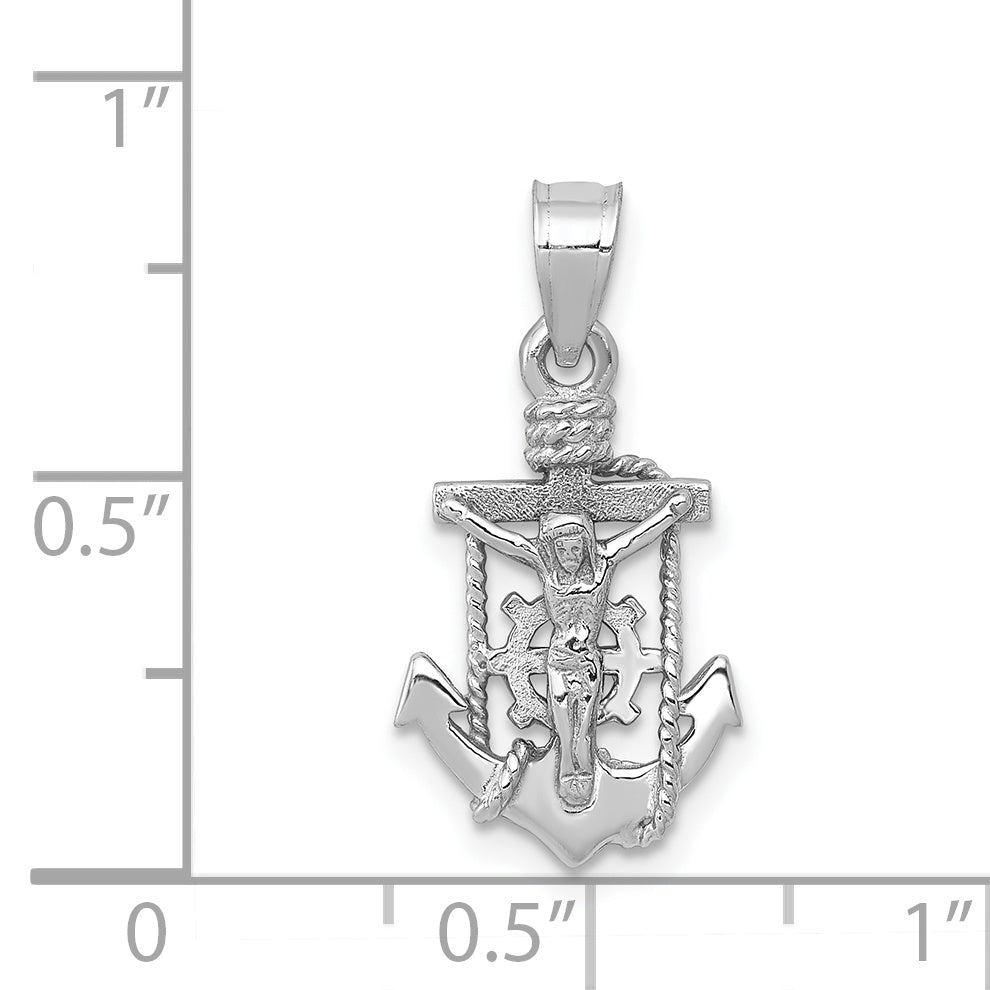 14k White Gold Polished Mariner Crucifix Pendant K5579