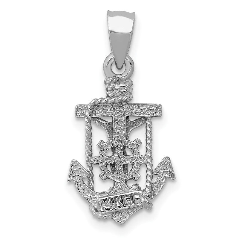 14k White Gold Polished Mariner Crucifix Pendant K5579