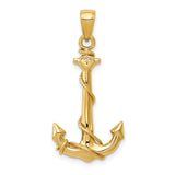 14K 3-D Anchor with Rope Pendant K3091