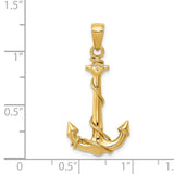 14K 3-D Anchor with Rope Pendant K3091